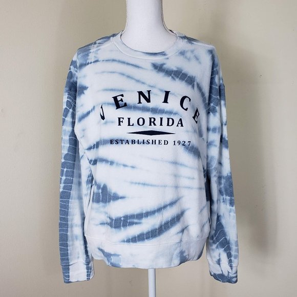 Vineyard Crew Tops - Vineyard Crew 'Venice Florida' Tie Dye Sweatshirt Grey/White Size Small